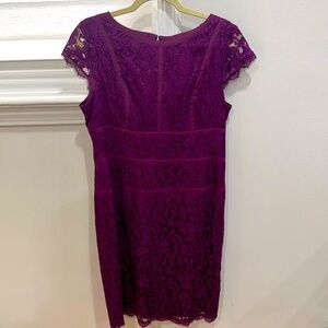 Adriana Papell - women cocktail lace dress- plum color- size 12